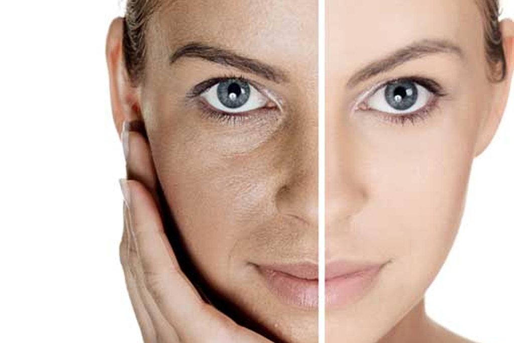blank gezicht vrouw ogen skin analyser soorten huidtype huidanalyse huid producten